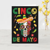 Cinco De Mayo Feest Suiker Schedel Mexicaans Feest Kaart (Gele Bloem)