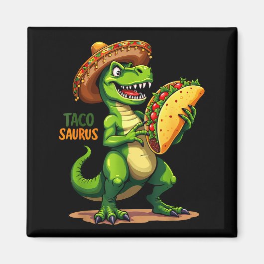 Cinco De Mayo Feest T-rex Hoed Tacosaurus Din Magneet (Voorkant)