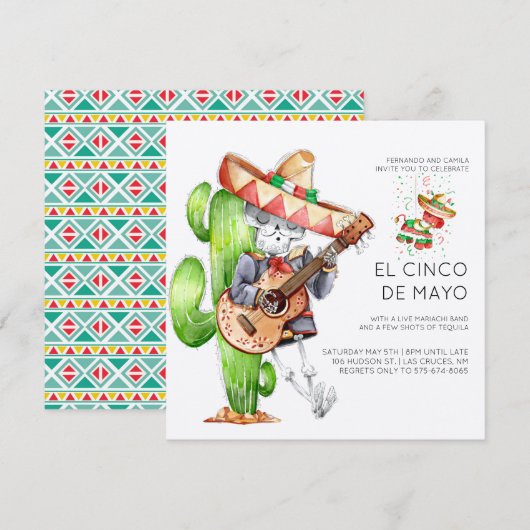 Cinco de Mayo-feest uitnodiging (Voorkant / Achterkant)