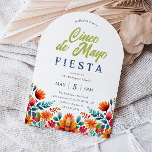 Cinco de Mayo Feest Uitnodiging met Levendige Bloe