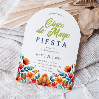 Cinco de Mayo Feest Uitnodiging met Levendige Bloe