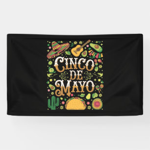 Cinco De Mayo Feestelijke Leuke Feest Elementen Spandoek