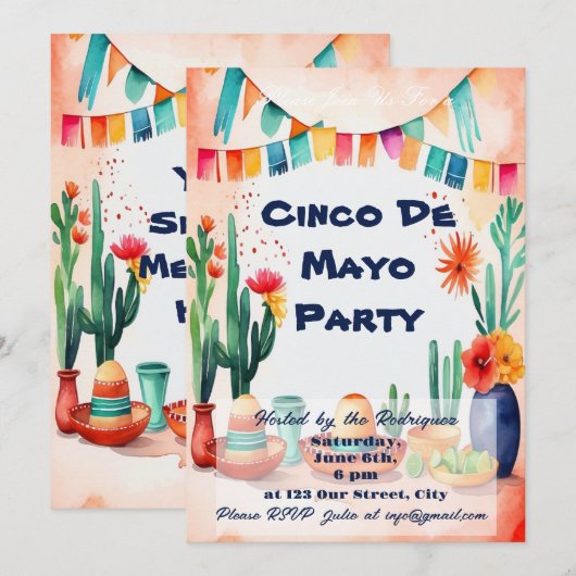 Cinco De Mayo Feestje Kaart (Voorkant / Achterkant)