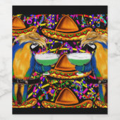 Cinco De Mayo Feestpapegaaien! Wijn Etiket (Enkel label)