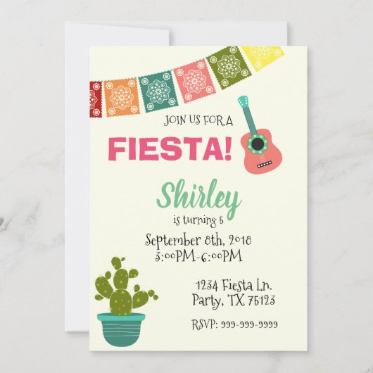 CINCO DE MAYO FIESTA BIRTHDAY GIRL INVITATIE KAART (Voorkant)