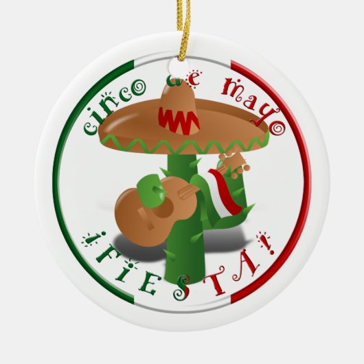 Cinco de Mayo Fiesta! Cactus met Sombrero Keramisch Ornament (Voorkant)