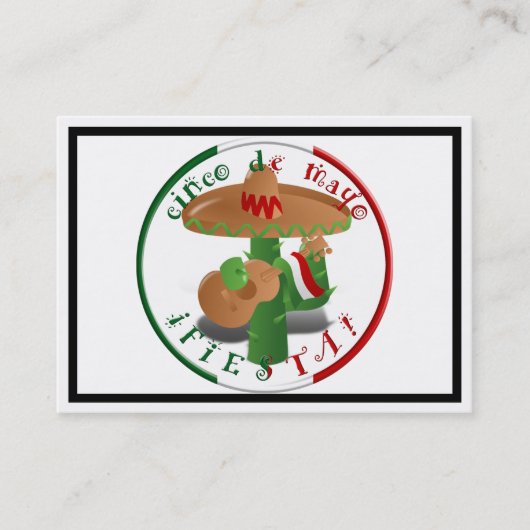 Cinco de Mayo Fiesta! Cactus met Sombrero Visitekaartje (Voorkant)