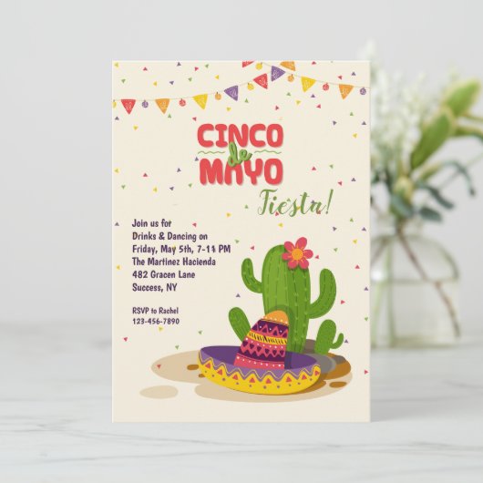 Cinco de Mayo Fiesta Invitation Kaart (Staand voorkant)