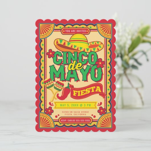 Cinco de Mayo Fiesta Invitation Kaart (Staand voorkant)