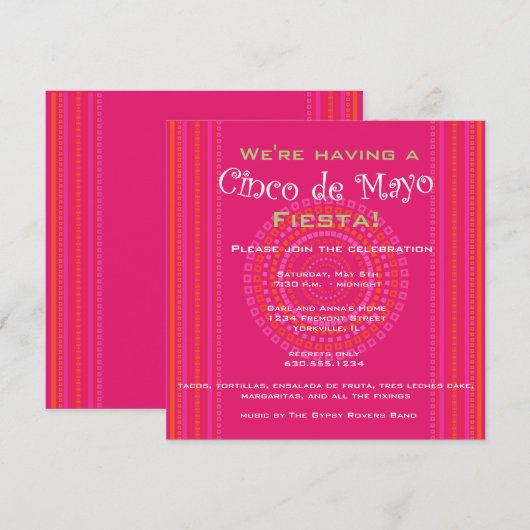 Cinco de Mayo/Fiesta Invitation Kaart (Voorkant / Achterkant)