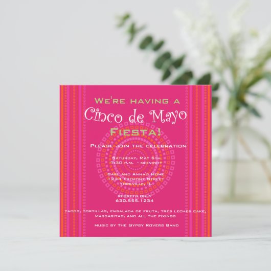 Cinco de Mayo/Fiesta Invitation Kaart (Staand voorkant)