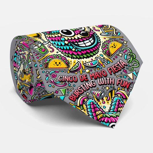 Cinco de Mayo Fiesta Kleurrijke Partij Stropdas (Opgerold)