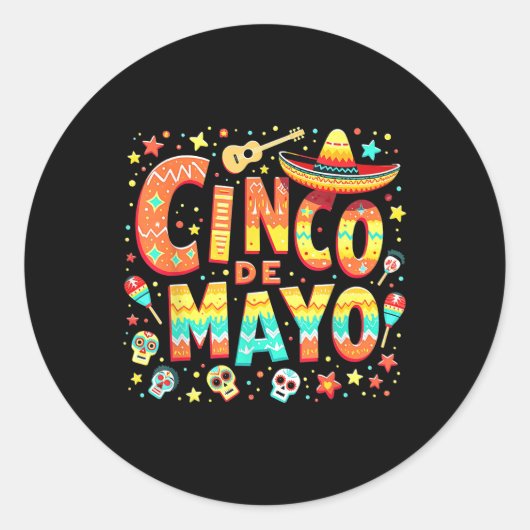 Cinco De Mayo Fiesta Mexicaans Ronde Sticker (Voorkant)