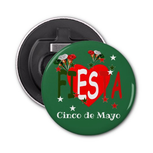 Cinco de mayo, fiesta mexican button flesopener (Voorkant)