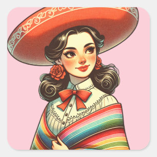 Cinco de Mayo Fiesta Party Favoriet Feest Vierkante Sticker