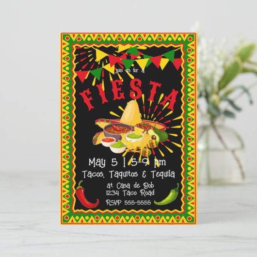Cinco de Mayo Fiesta Salsa Invitation Kaart (Staand voorkant)