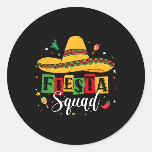 Cinco de Mayo Fiesta Squad Mexican Party Cinco de Ronde Sticker (Voorkant)