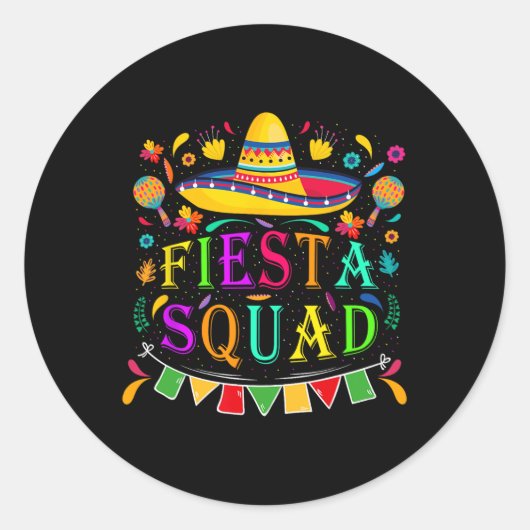 Cinco de Mayo Fiesta Squad Mexican Party Cinco de Ronde Sticker (Voorkant)