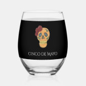 Cinco de Mayo Fiesta Suikerschedel Wijnglas Zonder Voet (Voorkant)
