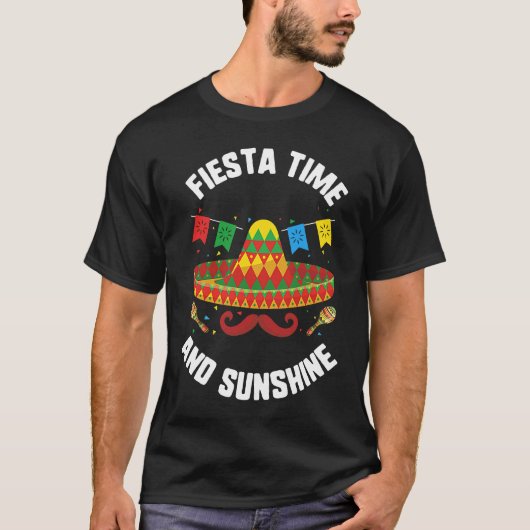 Cinco De Mayo Fiesta Time And Sunshine Sombrero Mu T-shirt (Voorkant)