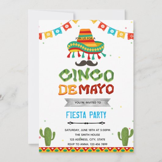 Cinco de mayo fiesta-uitnodiging kaart (Voorkant)