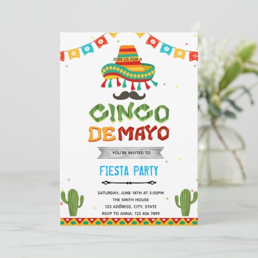 Cinco de mayo fiesta-uitnodiging kaart (Staand voorkant)