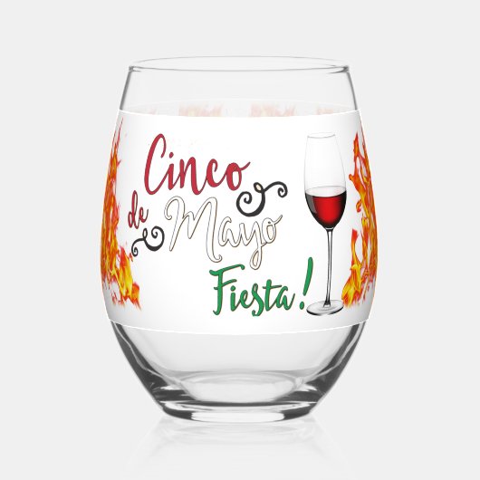 Cinco-de-Mayo-Fiesta Wijnglas Zonder Voet (Voorkant)