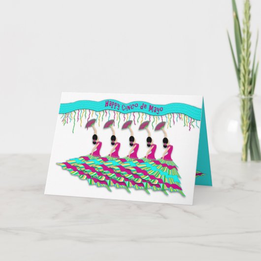 Cinco de Mayo, Flamenco Dancer Geïsoleerd op wit Kaart (Voorkant)