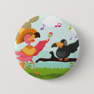 cinco de mayo flamingo ronde button 5,7 cm