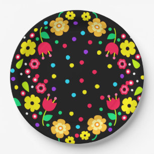 Cinco de Mayo Floral Folk Art en Maracas Papieren Bordje