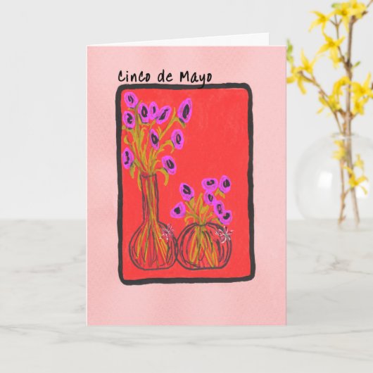 Cinco de Mayo Flowers in Vases Kaart (Gele Bloem)