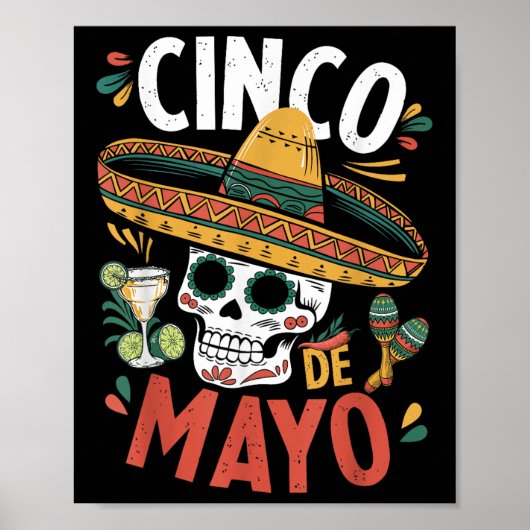 Cinco de Mayo Funny Camisa Mexicaanse Sombrero Fie Poster (Voorkant)