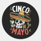 Cinco de Mayo Funny Camisa Mexicaanse Sombrero Fie Ronde Sticker (Voorkant)