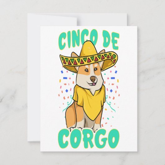 Cinco de Mayo Funny Corgi Dog met Poncho _ Mexico Kaart (Voorkant)