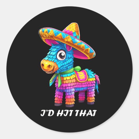 Cinco de mayo funny ideas hit that pinata men wome ronde sticker (Voorkant)