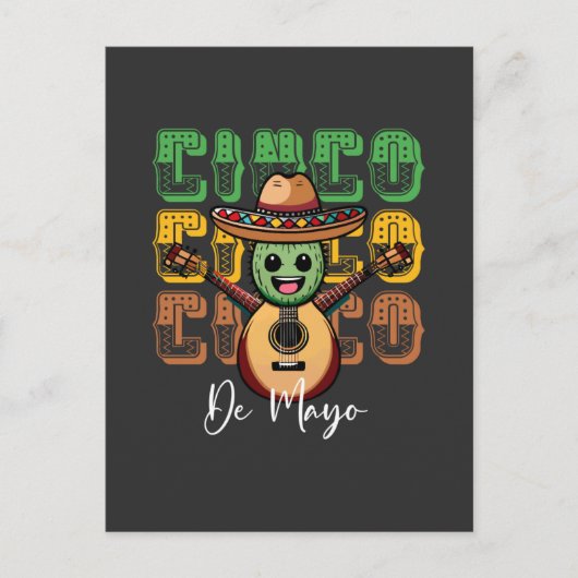 Cinco De Mayo Funny Mexican Cactus die gitaar spee Briefkaart (Voorkant)