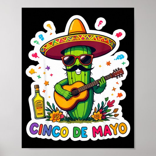 Cinco de mayo funny mexican cactus sunglassesCinco Poster (Voorkant)