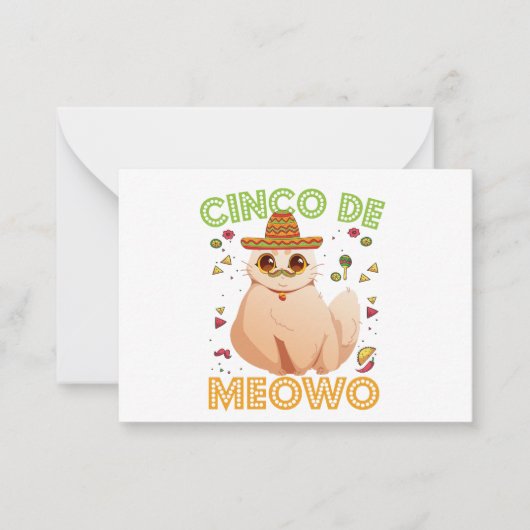 Cinco De Mayo Funny Mexican Cat Cindo De Mayo Gift Notitiekaartje (Voorkant)