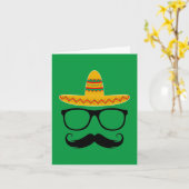 Cinco De Mayo Funny Party Sombrero Mustache Kaart (Gele Bloem)