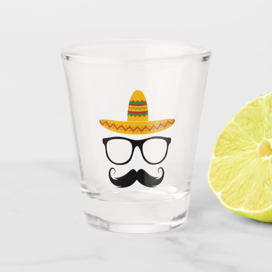 Cinco De Mayo Funny Party Sombrero Mustache Shot Glas (Voorkant)