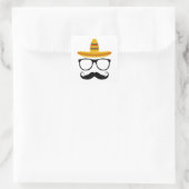 Cinco De Mayo Funny Party Sombrero Mustache Vierkante Sticker (Tas)