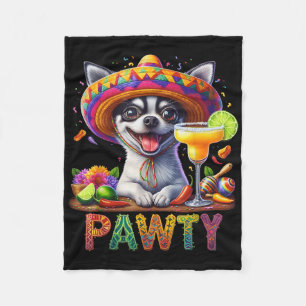 Cinco De Mayo Funny Pawty Chihuahua Margarita Somb Fleece Deken