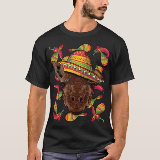 Cinco de Mayo Giraffe Sombrero Mexicaanse Giraffe T-shirt (Voorkant)