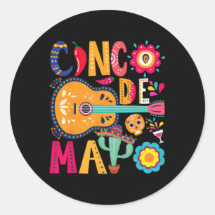Cinco De Mayo Gitarparty Mexicaans Feest Gelukkig Ronde Sticker