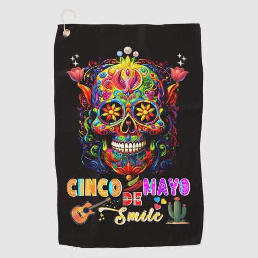Cinco De Mayo Glimlach Golfhanddoek (Voorkant)