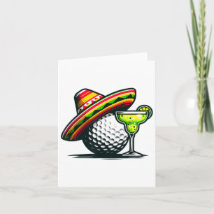 Cinco de Mayo Golf Ball with Sombrero and margarit Kaart