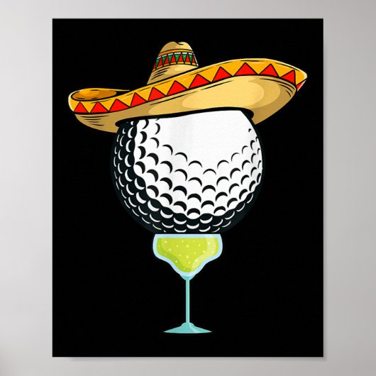 Cinco de Mayo Golf Ball with Sombrero and margarit Poster (Voorkant)