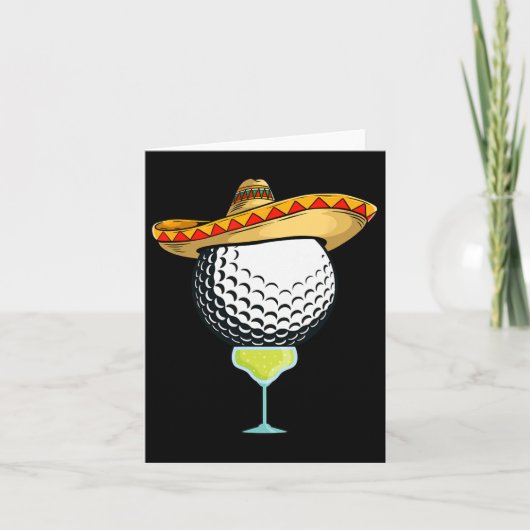 Cinco De Mayo Golf Bil Met Sombrero En Margarit Kaart (Voorkant)