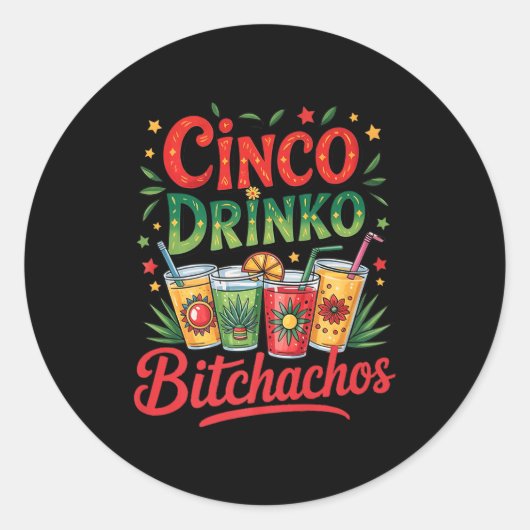 Cinco De Mayo Grappig Mexicaans Feest Cinco De Dri Ronde Sticker (Voorkant)