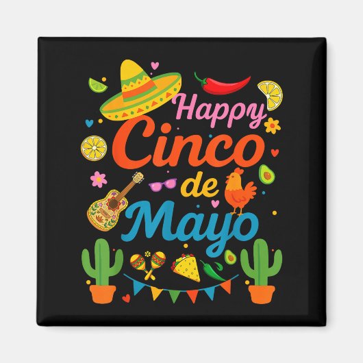 Cinco de mayo grappig Mexicaans feest feestje 5 de Magneet (Voorkant)